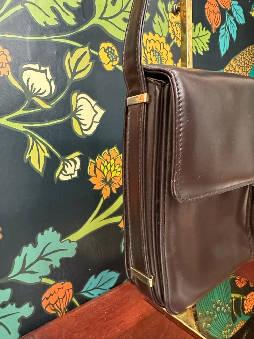 Vintage Loewe Anagram Leather Shoulder Bag Brown Spain Pre-LVMH Structured Flap - Picture 6 of 12